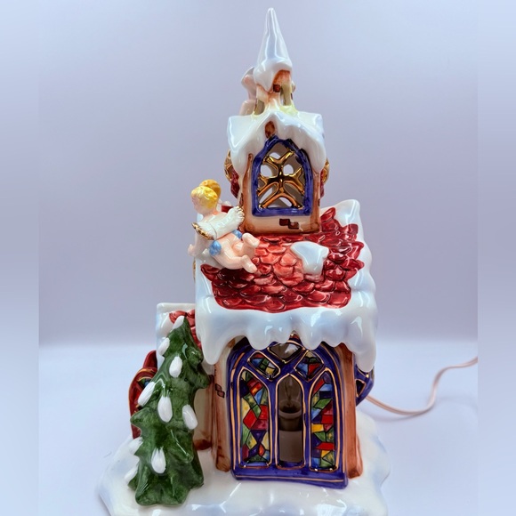 Grandeur Noel Vintage Lighted Ceramic Christmas Holiday Angels House 12” x7” x7” - Picture 10 of 10